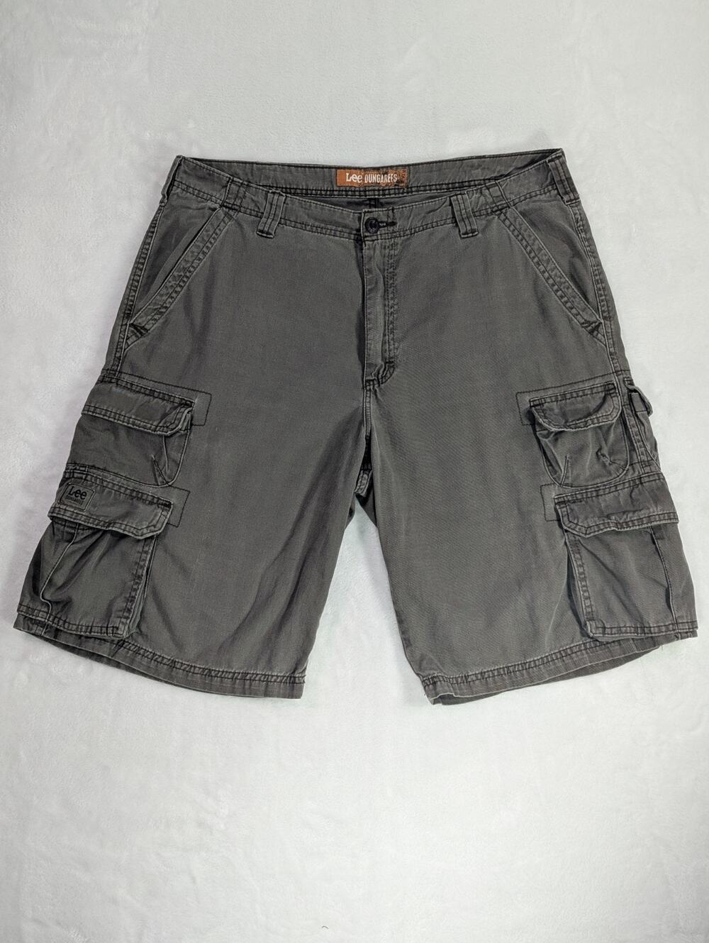 Vintage Lee Dungarees Men's Cargo Shorts Size 36 Gray 90s Y2K Heavy Twill 11.5"